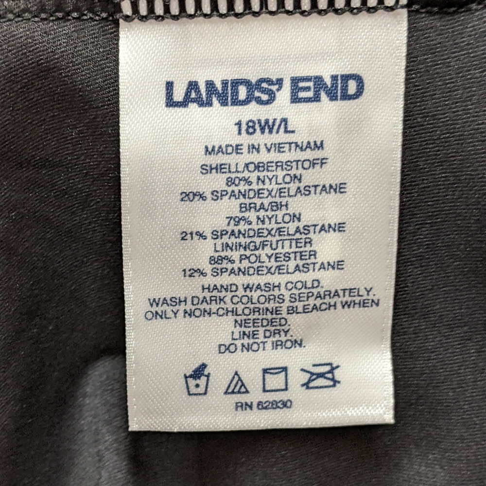 Lands End Plus Size Long Keyhole High Neck Modest Tankini Built In Bra Tall - Picture 9 of 12